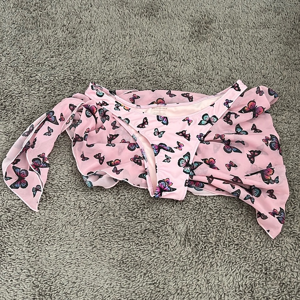 White Fox Pink Butterfly Bikini Bottom & Sarong